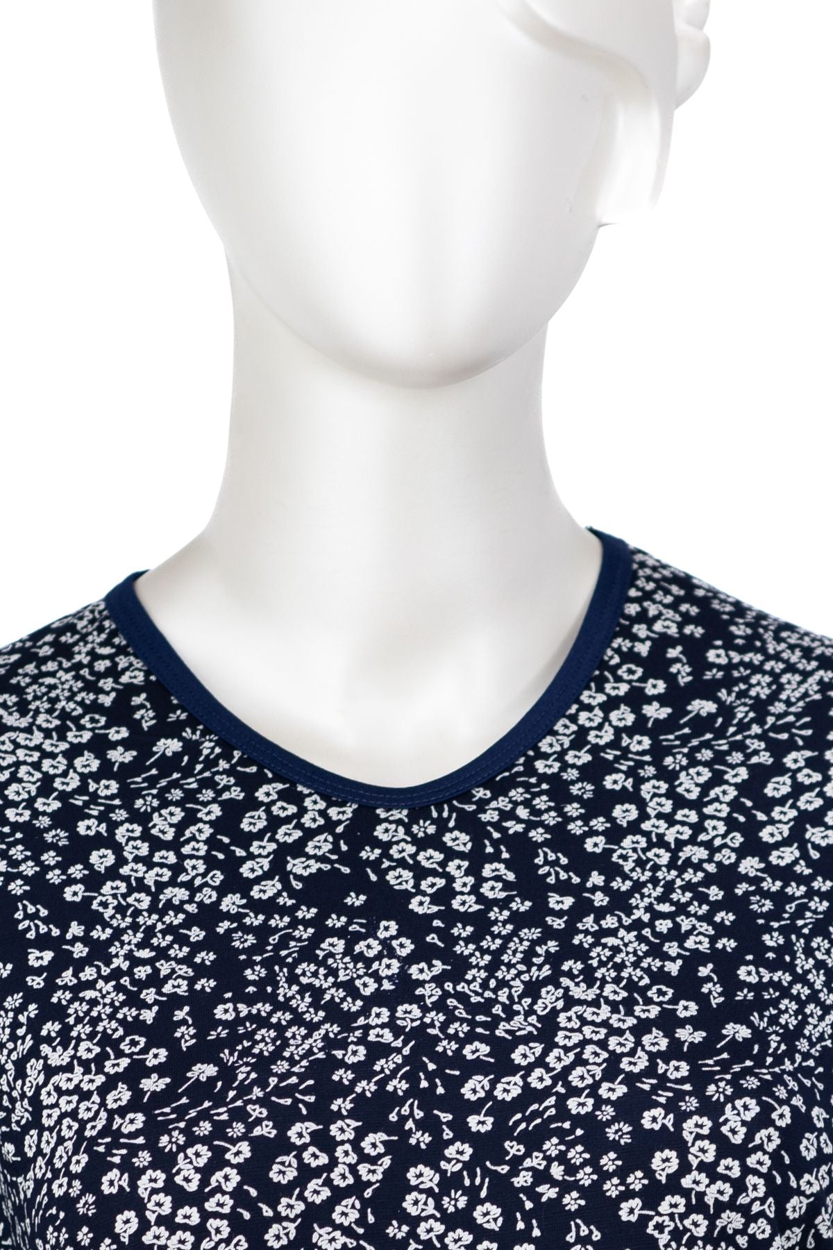 Kadın Turlu Viskon Penye Kumaş Anne Bluz Minik Papatyam Desenli Kısa Kollu Tam Kalıp Likralı